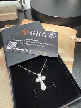 Moissanite Cross Necklace 925 Sterling Silver GRA Certified Gift Ready